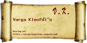 Varga Kleofás névjegykártya